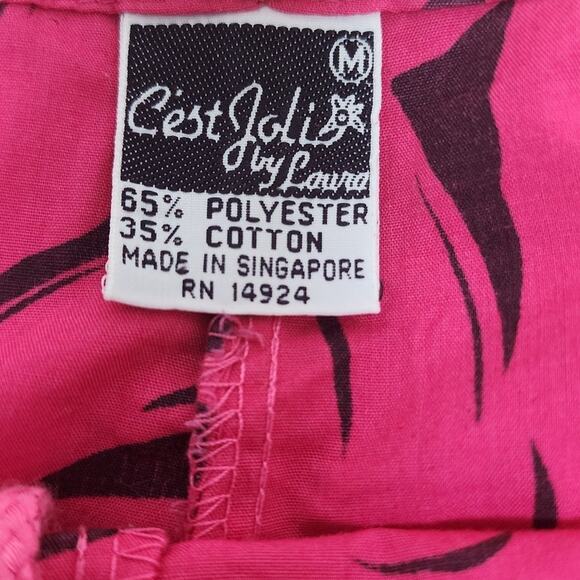 C'EST JOLI by Laura Vintage Hot Pink Animal Print drawstring Shorts Women's Med - Picture 9 of 9